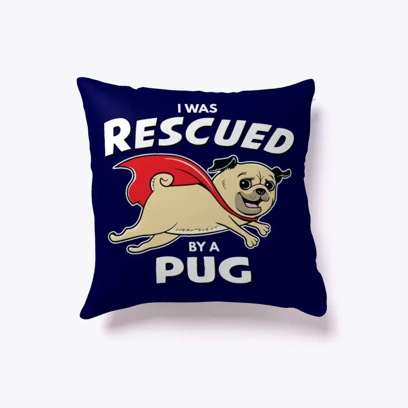 Pug Pillow Rescued by a Pug