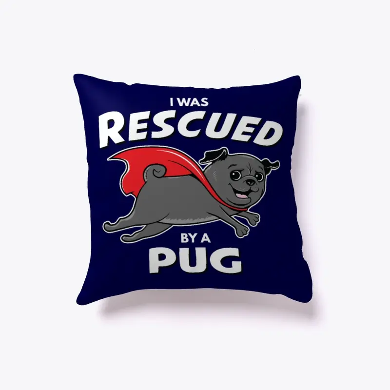 Pug Pillow Rescued by Pug